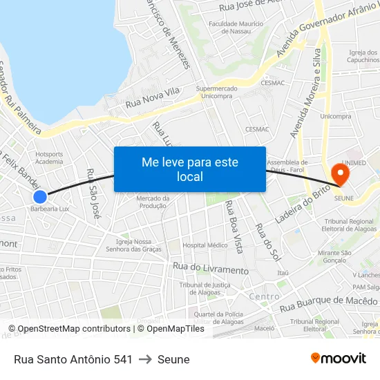 Rua Santo Antônio 541 to Seune map