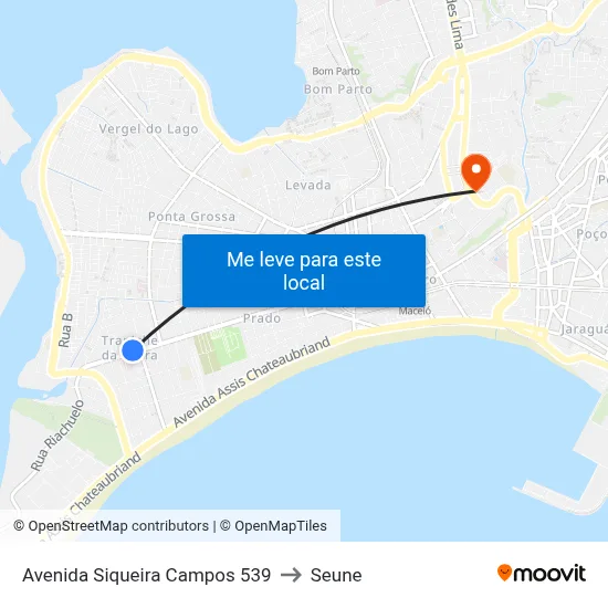 Avenida Siqueira Campos 539 to Seune map