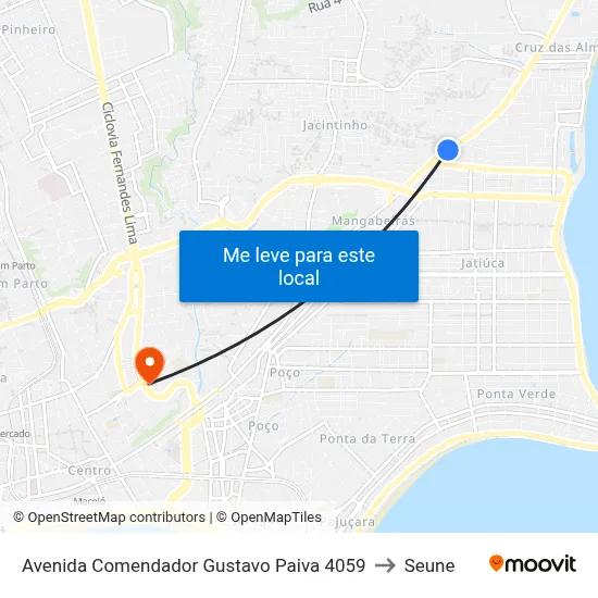 Avenida Comendador Gustavo Paiva 4059 to Seune map