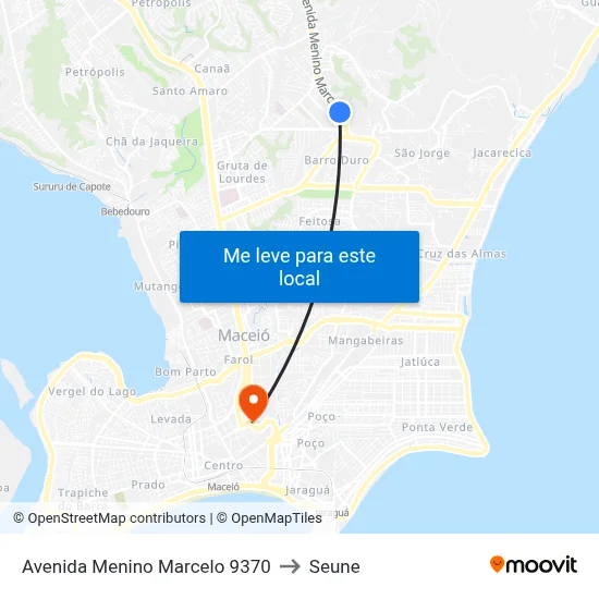 Avenida Menino Marcelo 9370 to Seune map