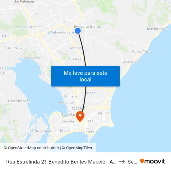 Rua Estrelinda 21 Benedito Bentes Maceió - Alagoas 57085-811 Brasil to Seune map