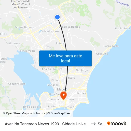 Avenida Tancredo Neves 1999 - Cidade Universitária Maceió - Al Brasil to Seune map