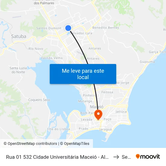 Rua 01 532 Cidade Universitária Maceió - Alagoas Brasil to Seune map