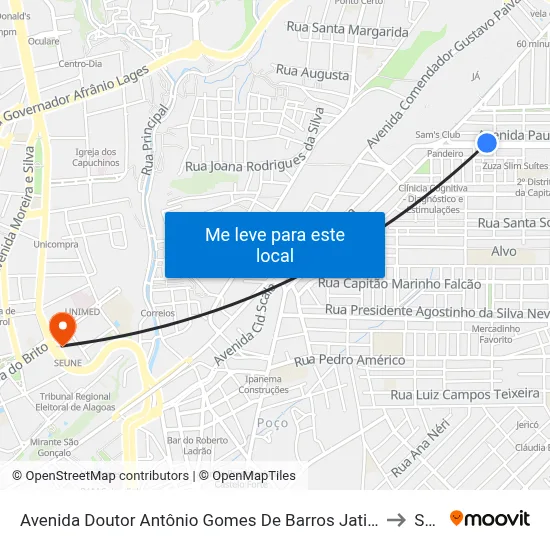Avenida Doutor Antônio Gomes De Barros Jatiúca Maceió - Alagoas 57036 Brasil to Seune map