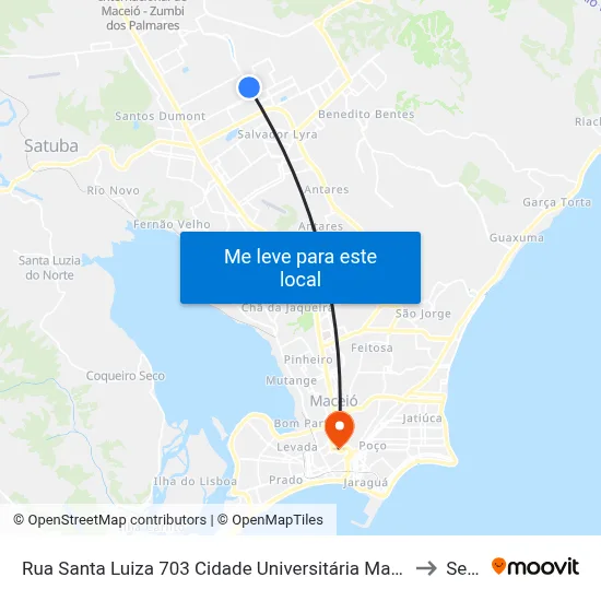 Rua Santa Luiza 703 Cidade Universitária Maceió - Alagoas Brasil to Seune map