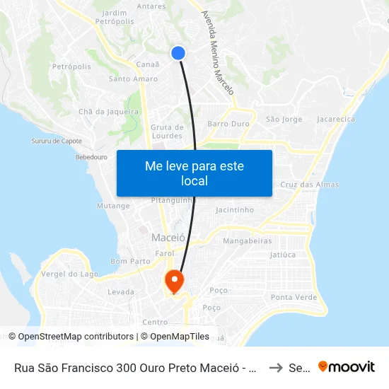 Rua São Francisco 300 Ouro Preto Maceió - Alagoas 57046 Brasil to Seune map
