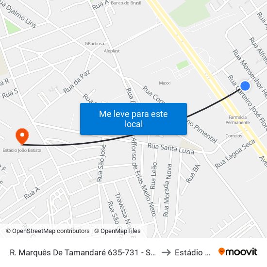 R. Marquês De Tamandaré 635-731 - Santa Lúcia Maceió - Al 57082-090 Brazil to Estádio João Batista map