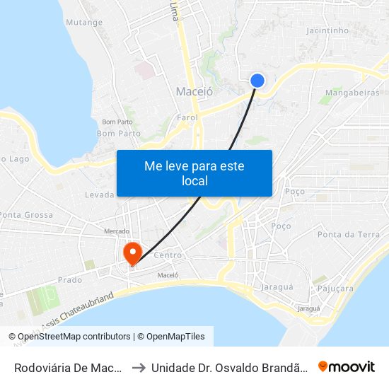 Rodoviária De Maceió Externo to Unidade Dr. Osvaldo Brandão SANTA CASA map