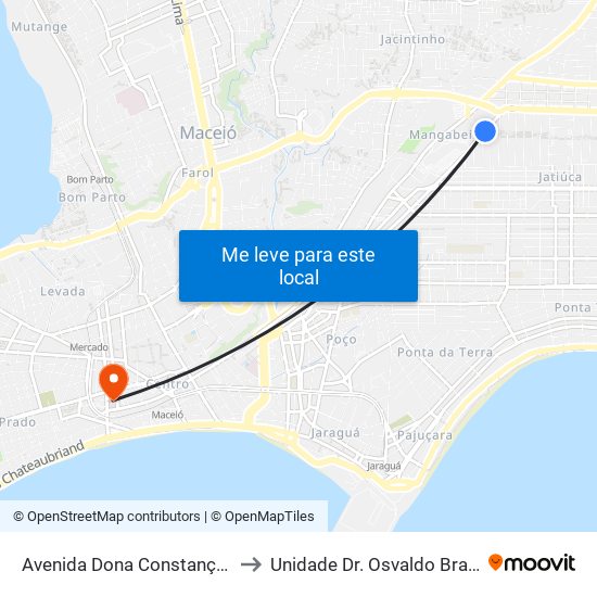 Avenida Dona Constança | Igreja São Lucas to Unidade Dr. Osvaldo Brandão SANTA CASA map