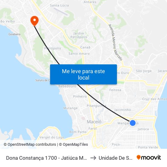 Dona Constança 1700 - Jatiúca Maceió - Al 57031-520 República Federativa Do Brasil to Unidade De Saúde Dr. Ib Gatto Falcão map
