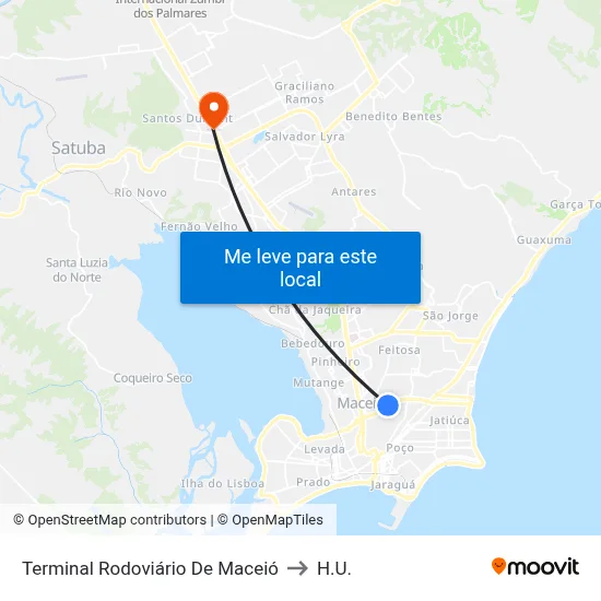 Terminal Rodoviário De Maceió to H.U. map