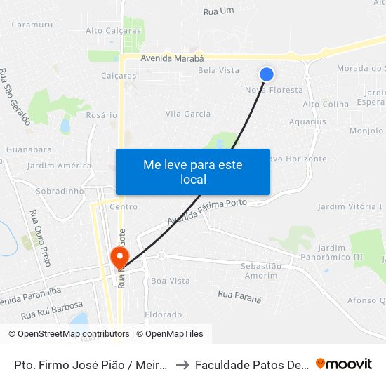 Pto. Firmo José Pião / Meire Santos to Faculdade Patos De Minas map