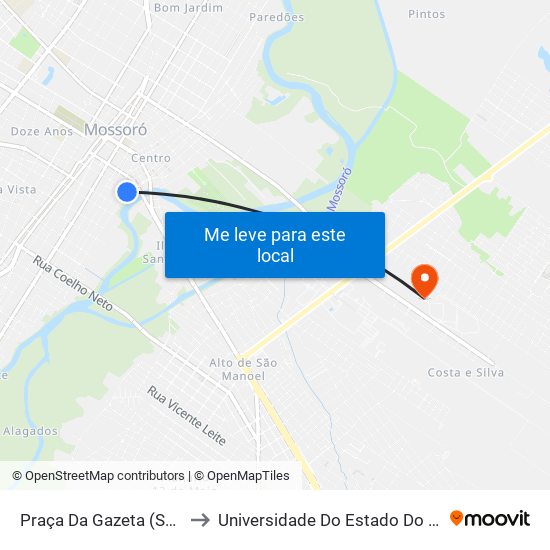 Praça Da Gazeta (Seletivo) - Centro to Universidade Do Estado Do Rio Grande Do Norte map