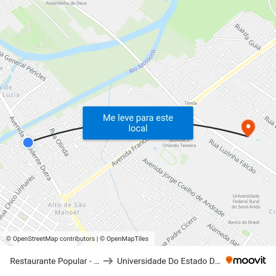 Restaurante Popular - Ilha De Santa Luzia to Universidade Do Estado Do Rio Grande Do Norte map