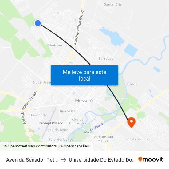 Avenida Senador Petrônio Portela, 19 to Universidade Do Estado Do Rio Grande Do Norte map