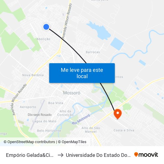 Empório Gelada&Cia - Santa Delmira to Universidade Do Estado Do Rio Grande Do Norte map