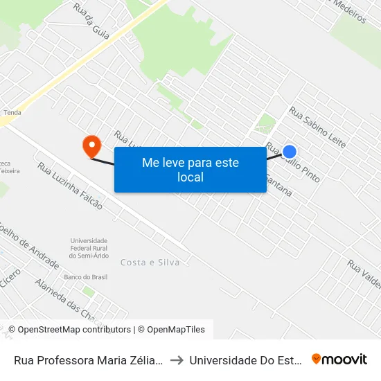 Rua Professora Maria Zélia Ferreira Guerra, 196 - Vingt Rosado to Universidade Do Estado Do Rio Grande Do Norte map