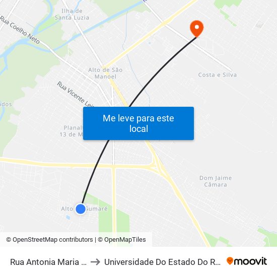 Rua Antonia Maria Monteiro, 20 to Universidade Do Estado Do Rio Grande Do Norte map