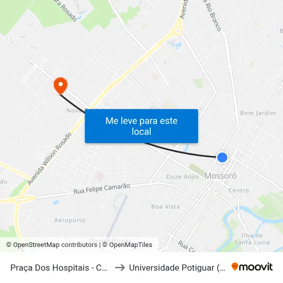 Praça Dos Hospitais - Centro to Universidade Potiguar (Unp) map