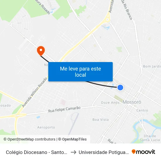 Colégio Diocesano - Santo Antônio to Universidade Potiguar (Unp) map