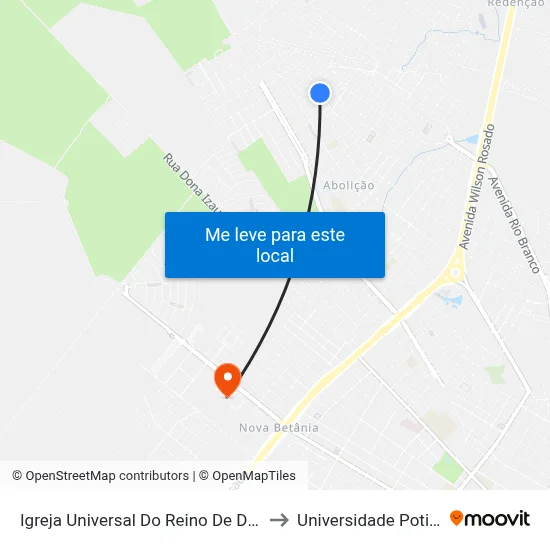 Igreja Universal Do Reino De Deus - Abolição IV to Universidade Potiguar (Unp) map