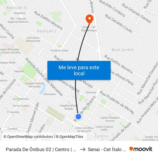 Parada De Ônibus 02 | Centro | Av. Rio Branco to Senai - Cet Ítalo Bologna map