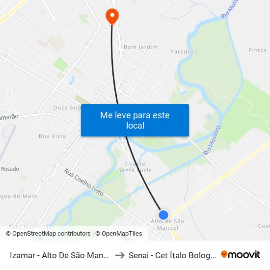 Izamar -  Alto De São Manoel to Senai - Cet Ítalo Bologna map