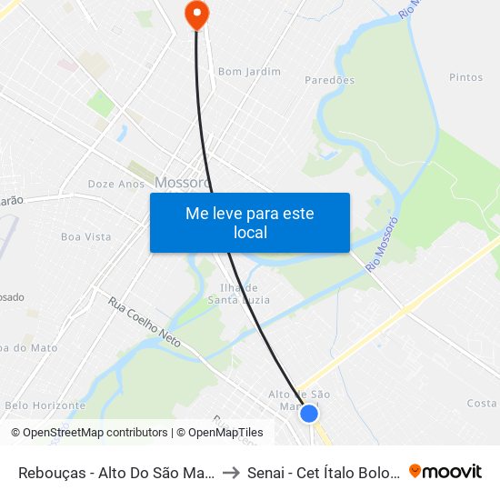 Rebouças - Alto Do São Manoel to Senai - Cet Ítalo Bologna map