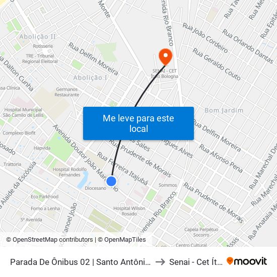 Parada De Ônibus 02 | Santo Antônio | Av. Doutor João Marcelino to Senai - Cet Ítalo Bologna map