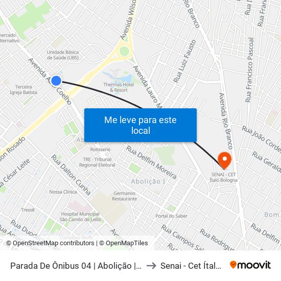 Parada De Ônibus 04 | Abolição | Rua Abel Coelho to Senai - Cet Ítalo Bologna map