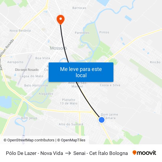 Pólo De Lazer - Nova Vida to Senai - Cet Ítalo Bologna map