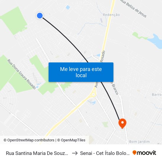Rua Santina Maria De Souza, 40 to Senai - Cet Ítalo Bologna map