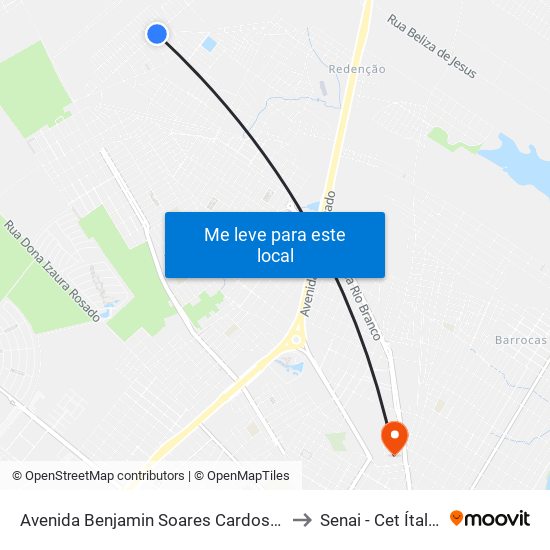 Avenida Benjamin Soares Cardoso, 3863 - Abolição V to Senai - Cet Ítalo Bologna map