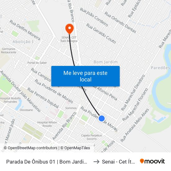 Parada De Ônibus 01 | Bom Jardim | R. Prudente De Morais to Senai - Cet Ítalo Bologna map