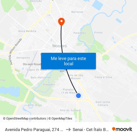 Avenida Pedro Paraguai, 274 - Planalto to Senai - Cet Ítalo Bologna map