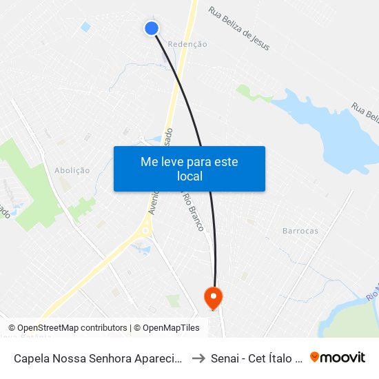 Capela Nossa Senhora Aparecida - Redenção to Senai - Cet Ítalo Bologna map