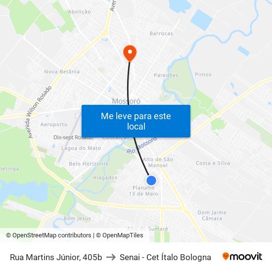 Rua Martins Júnior, 405b to Senai - Cet Ítalo Bologna map