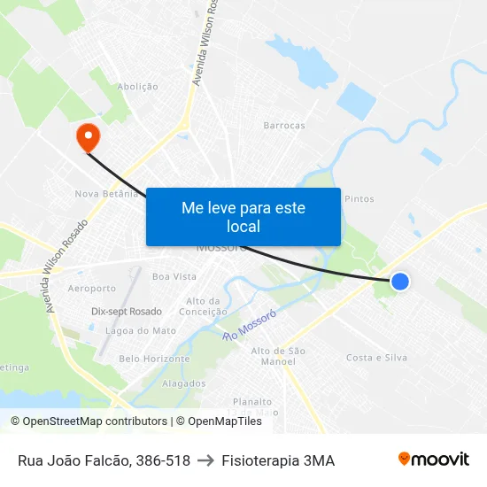 Rua João Falcão, 386-518 to Fisioterapia 3MA map