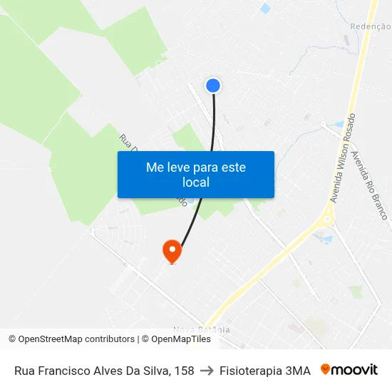 Rua Francisco Alves Da Silva, 158 to Fisioterapia 3MA map