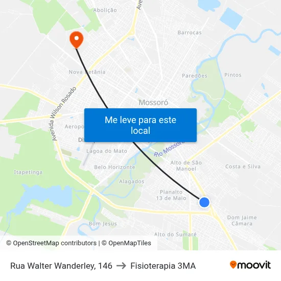 Rua Walter Wanderley, 146 to Fisioterapia 3MA map