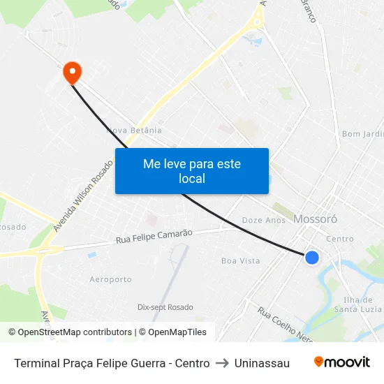 Terminal Praça Felipe Guerra - Centro to Uninassau map