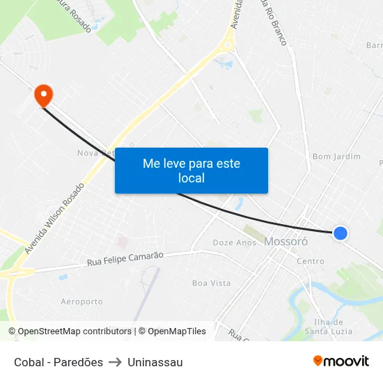 Cobal - Paredões to Uninassau map