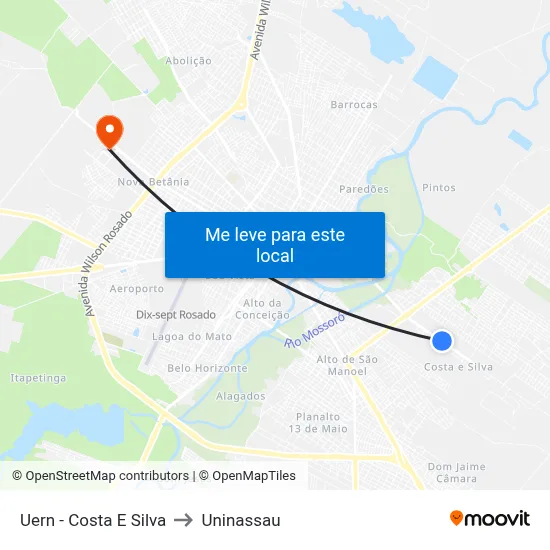 Uern - Costa E Silva to Uninassau map