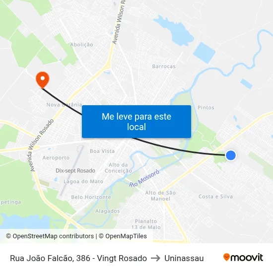 Rua João Falcão, 386 - Vingt Rosado to Uninassau map