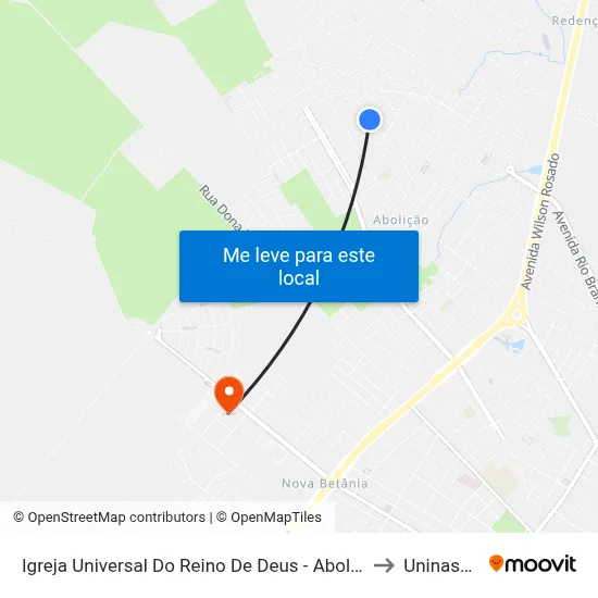 Igreja Universal Do Reino De Deus - Abolição IV to Uninassau map