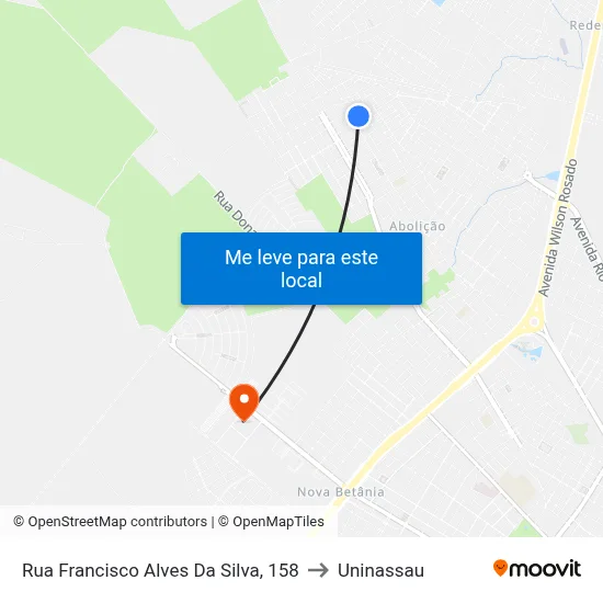 Rua Francisco Alves Da Silva, 158 to Uninassau map