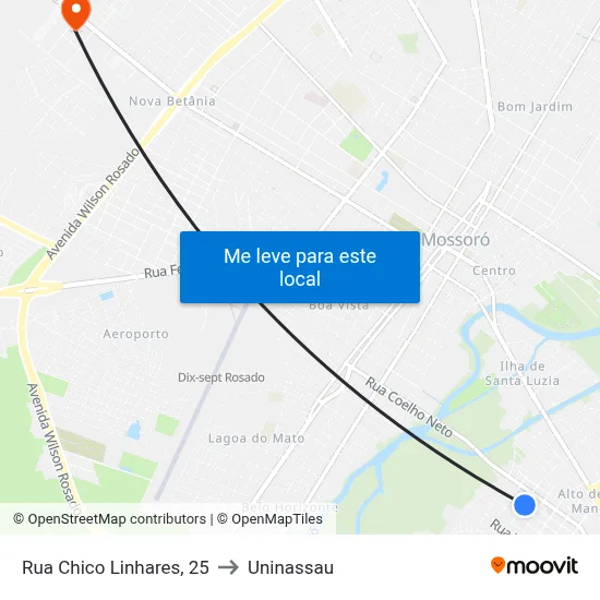 Rua Chico Linhares, 25 to Uninassau map