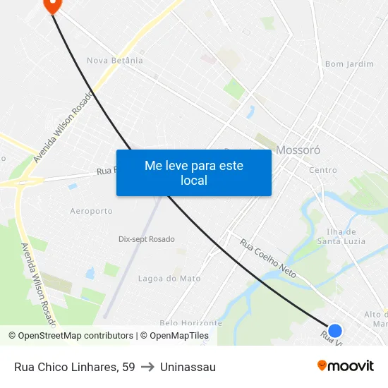 Rua Chico Linhares, 59 to Uninassau map