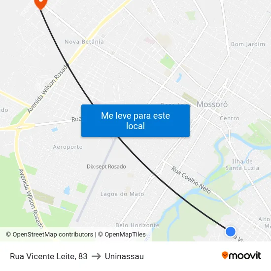 Rua Vicente Leite, 83 to Uninassau map