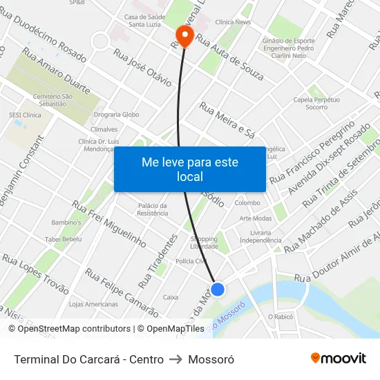 Terminal Do Carcará - Centro to Mossoró map